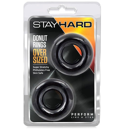 Stay Hard Donut Rings Oversized-Black 2Pk