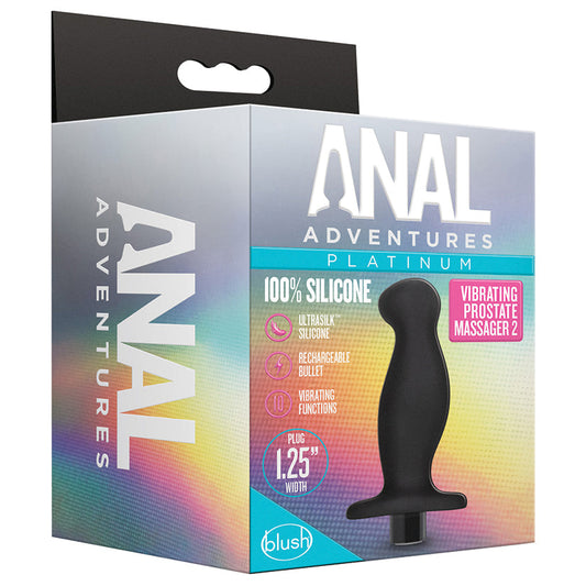 Anal Adventures Platinum Silicone Vibrating Prostate Massager 02√ä-Black