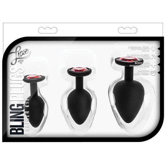 Luxe Bling Plugs Training Kit-Black With Red Gems