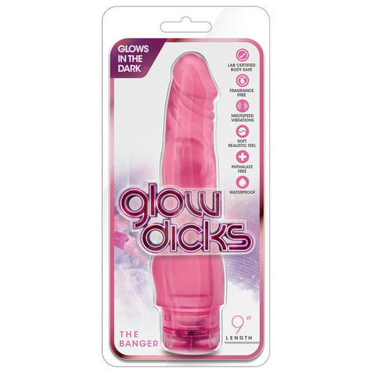 Glow Dicks The Banger Vibrating-Pink 9