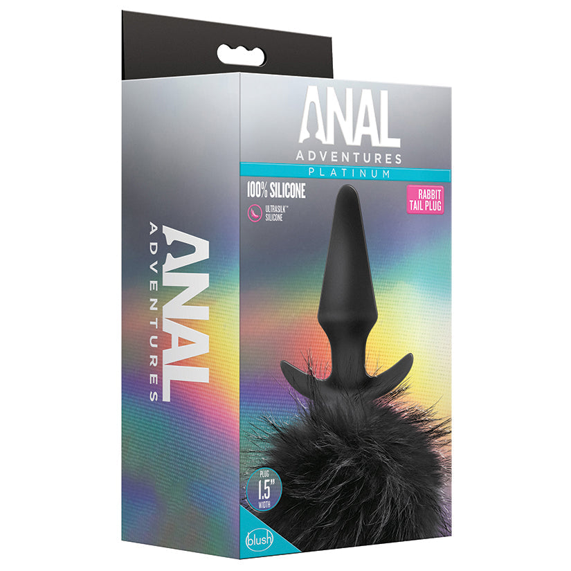Anal Adventures Platinum Rabbit Tail  Plug Black