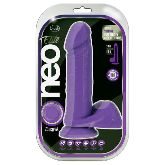 Neo Elite Silicone Dual Density Cock with Balls-Neon Purple 8