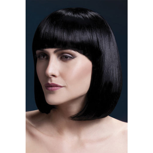 Fever Smiffys Elise Wig Sleek Bob With Fringe-Black 13