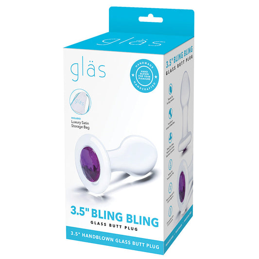 Glas 3.5" Bling Bling Butt Plug-Clear