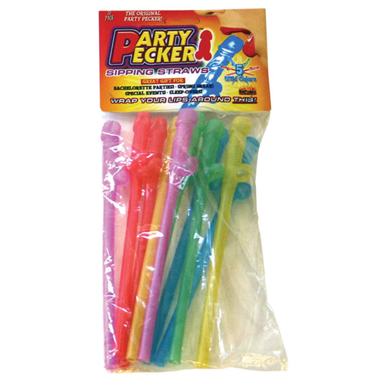 Party Pecker Sipping Straws-Neon Colors 10pk