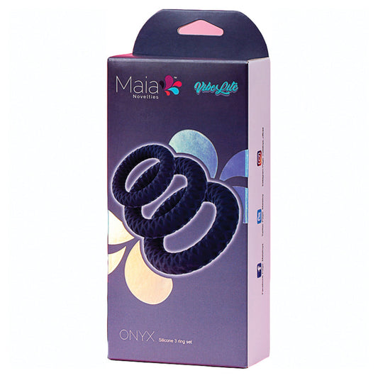 Maia Onyx Silicone Ring Set of 3