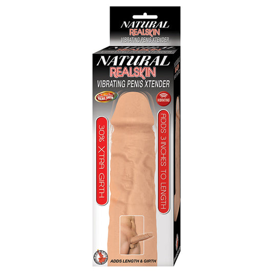 Natural Realskin Vibrating Penis Xtender-White