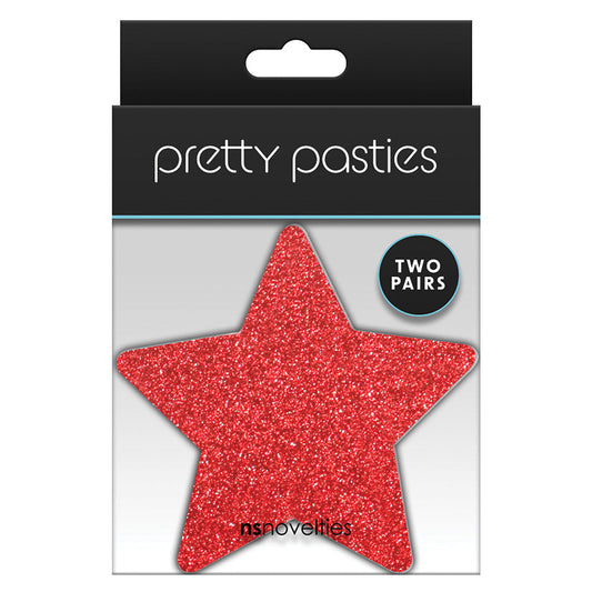 Pretty Pasties Glitter Stars-Red/Silve...