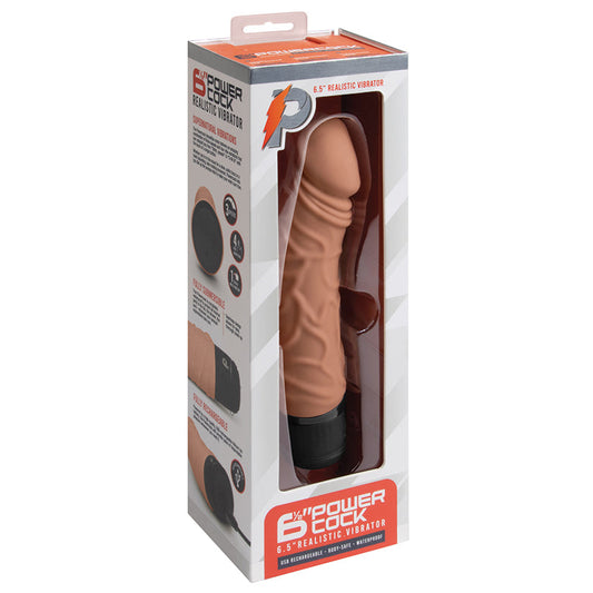 Powercocks Realistic Vibrator-Mocha 6.5