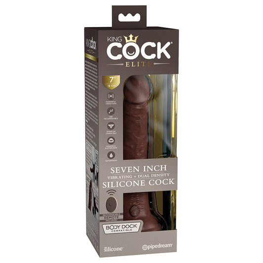 King Cock Elite Dual Density Vibe Silicone Cock-Brown 7