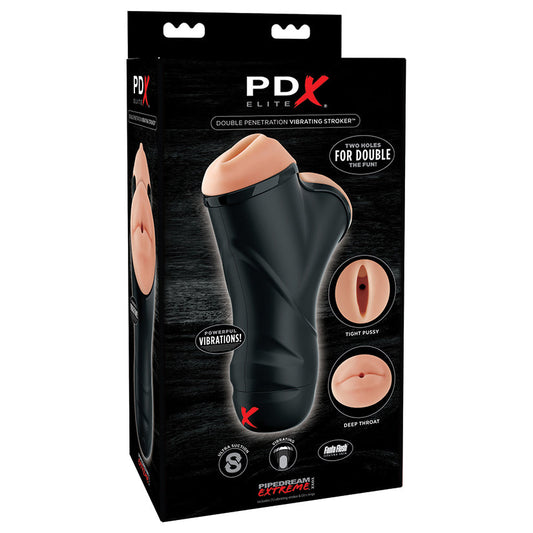 PDX Elite Double Penetration Vibrating Stroker