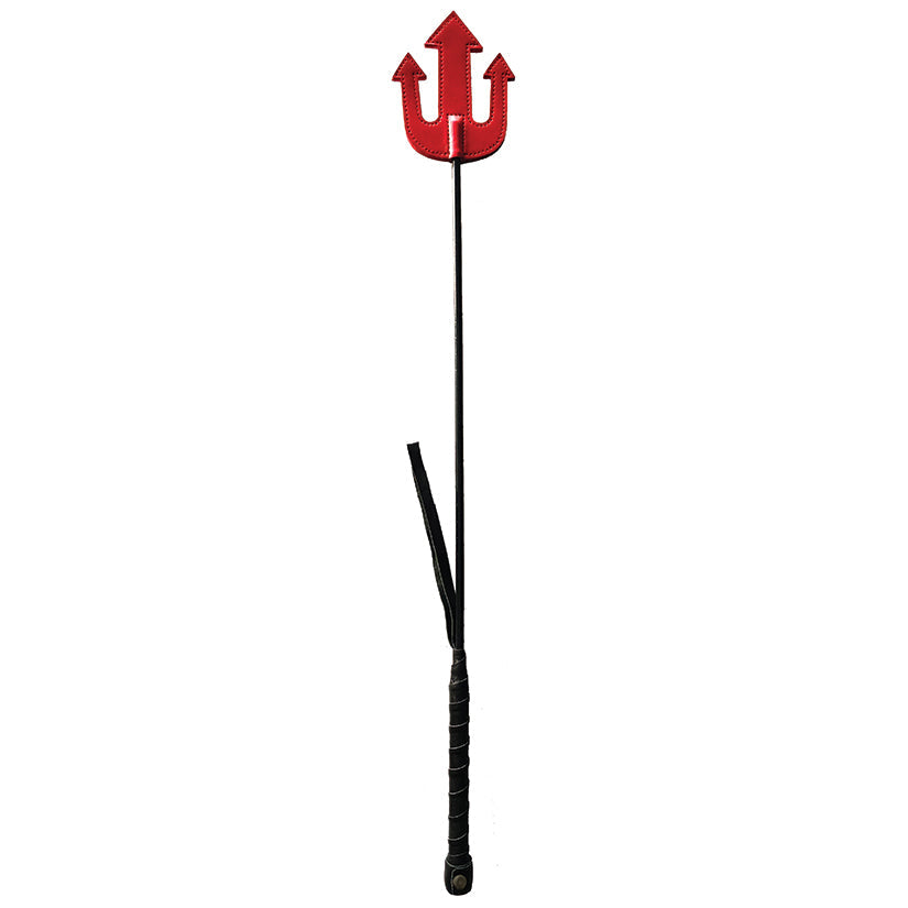 Leather Devil Riding Crop-Red