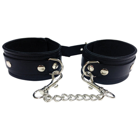 Plain Leather Wrist Cuffs-Black
