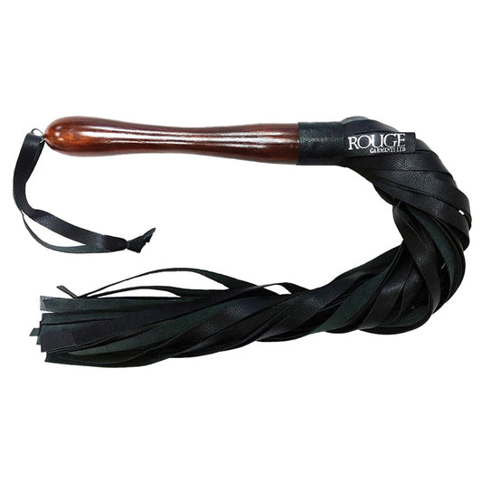 Wooden Handle Leather Flogger-Black