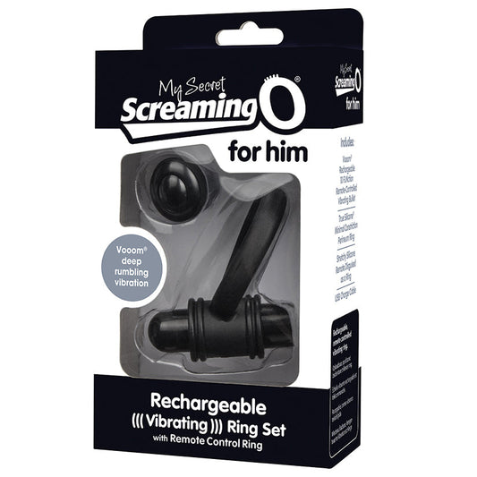 Screaming O My Secret Bullet and Ring for Him-Black