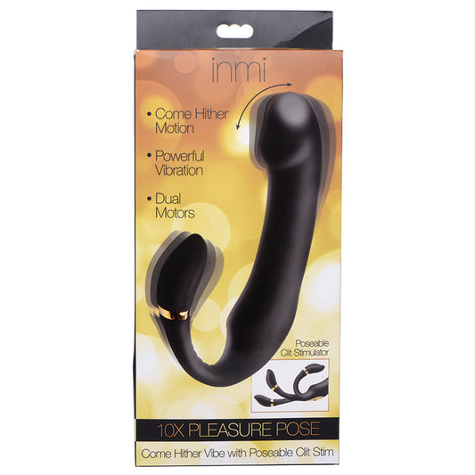 Inmi 10x Pleasure Pose Come Hither Silicone Vibrator with Poseable Clit Stim